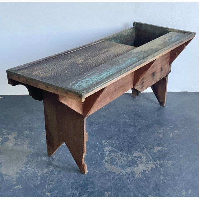 Early 20th Century Vintage Primitive Patinated Copper Dry Sink For Sale - Image 5 of 12