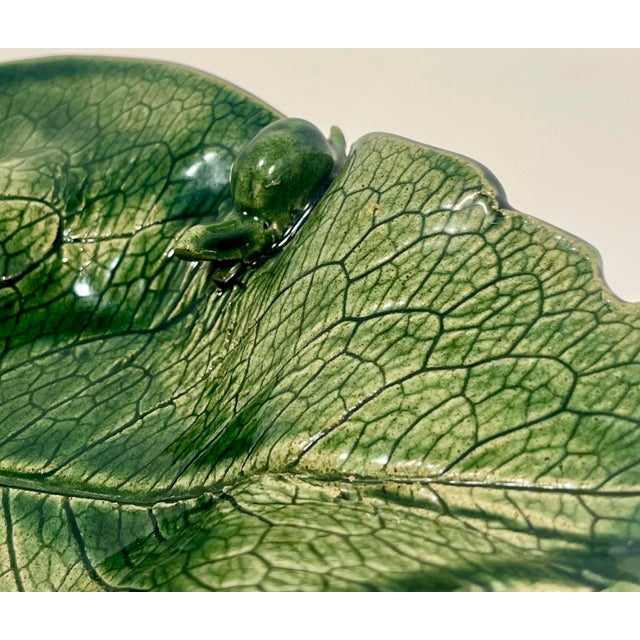 Contemporary 2007 Sabrina Gribneau Nedell Green Leaf Snail Ceramic Platter Studio Art Pottery For Sale - Image 3 of 9
