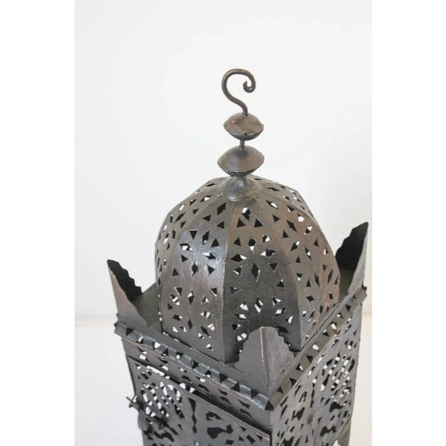 Large Moroccan Moorish Hurricane Metal Candle Lantern For Sale - Image 12 of 13