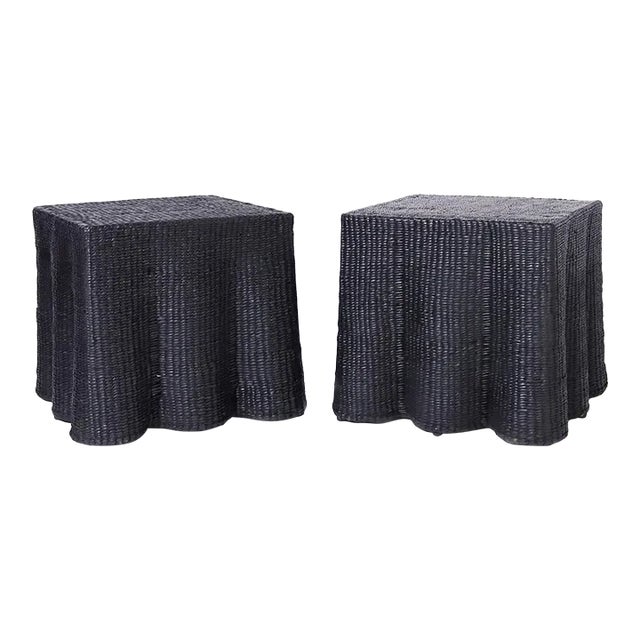 Fs Flores Collection Pair of Black Square Ghost Drapery Stands For Sale