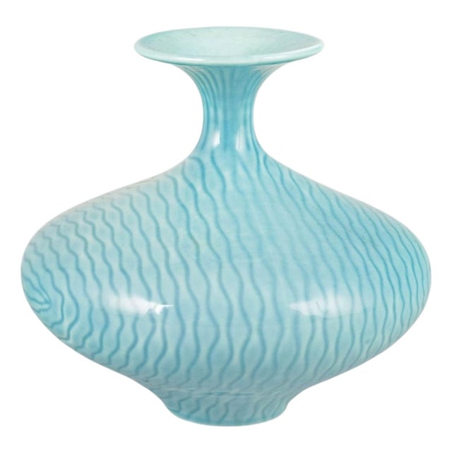 Ceramic Vase with Turquoise Blue Glaze by Gunnar Nylund for Rörstrand For Sale