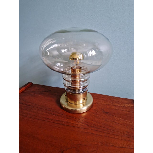 Mid-Century Modern Space Age Table Lamp in Brass and Clear Glass, 1960s-1970s For Sale - Image 3 of 13