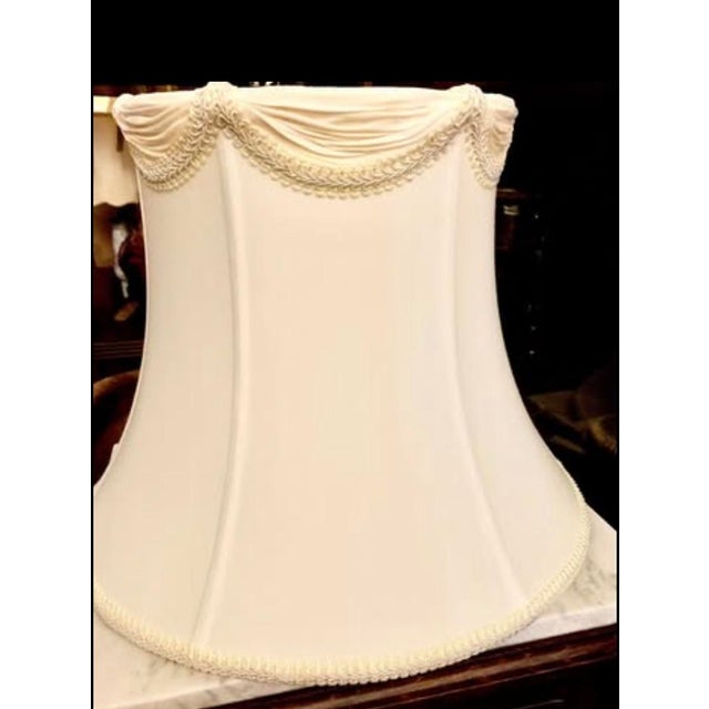 Traditional Draped Silk Bell Lamp Shade W/ Gimp For Sale - Image 3 of 8