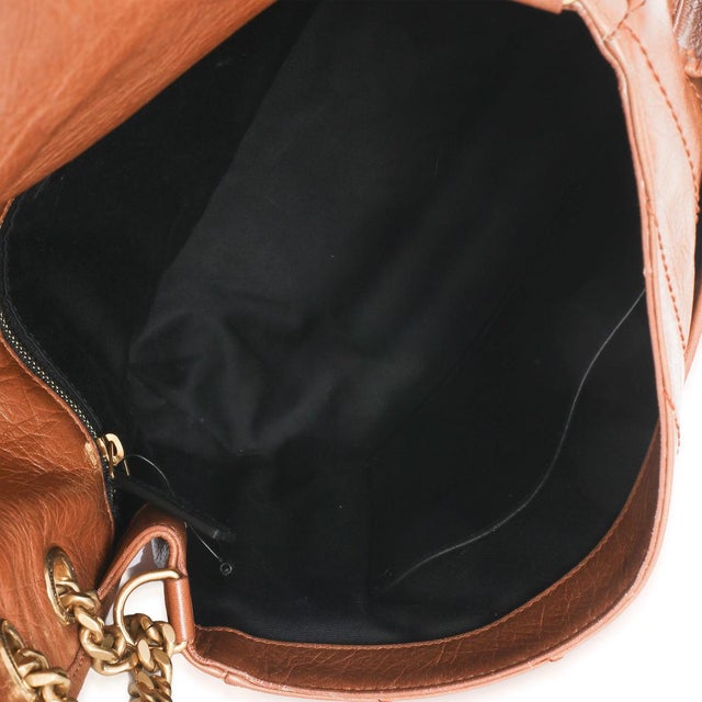 Caramel Crinkled Calfskin Matelasse Medium Niki Chain Satchel For Sale - Image 9 of 9