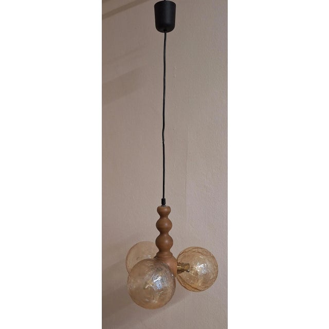 Vintage Hanging Lamp in Beechwood Frame, 1980s, in Very Good conditions. Designed 1980 to 1989 Up to 250V (Europe/UK...