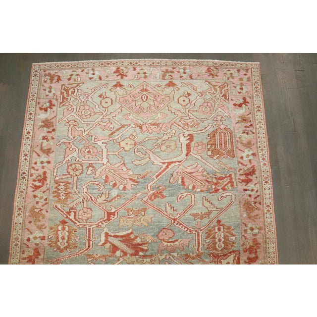 Early 20th Century Green Pink Feminine Persian Malayer Rug For Sale - Image 5 of 8