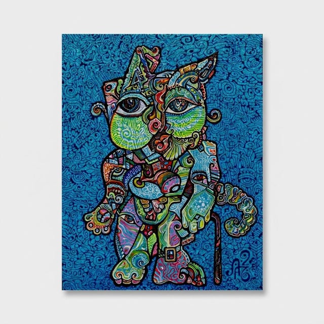This is a one-of-a-kind original cubist painting by San Diego artist, Alexander Arshansky. Its dimensions are 18" x 14" x...