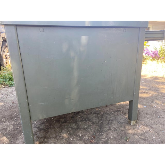 1940s Vintage Metal Tanker Desk For Sale - Image 9 of 13