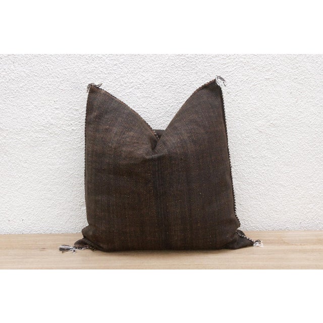 Textile Moorish Charcoal Large Silk Rug Pillow For Sale - Image 7 of 8