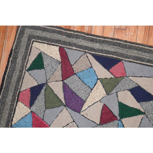 Textile American Stained Glass Hooked Throw Rug For Sale - Image 7 of 18