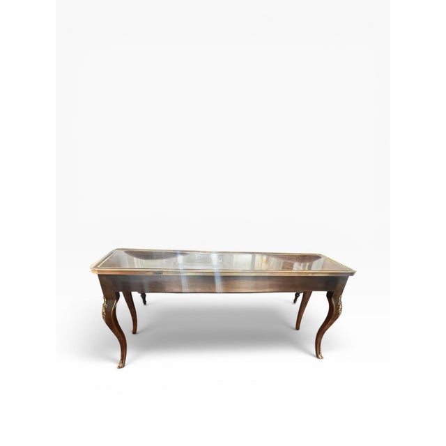 Mastercraft 1970s Hollywood Regency Mastercraft Style Burled Walnut & Brass Console Table For Sale - Image 4 of 14