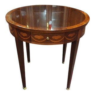 Baker Furniture End Table, Inlaid Accent Table, Games Table For Sale