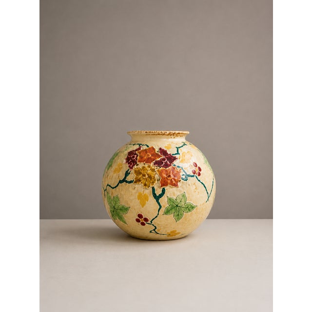 Splendid and rare globular vase in artistic ceramic made by the prestigious Regina factory in Gouda Netherlands, dating...