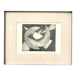 Alon Elow Abstract Etching Made by Artist in Ny Studio Signed in Pencil For Sale