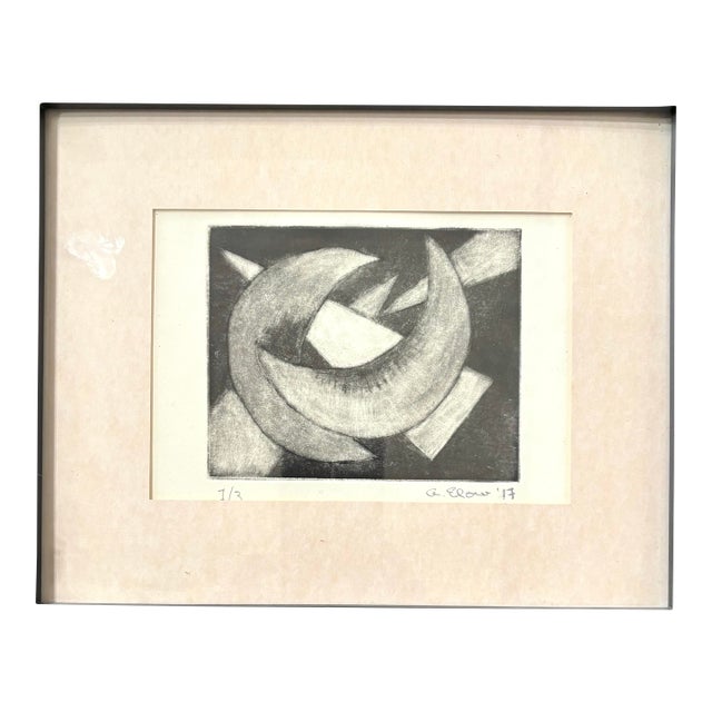 Alon Elow Abstract Etching Made by Artist in Ny Studio Signed in Pencil For Sale