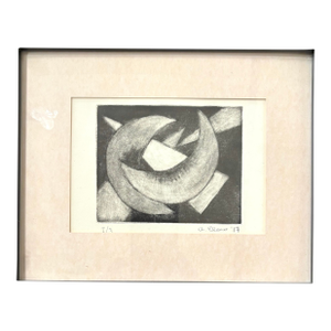Alon Elow Abstract Etching Made by Artist in Ny Studio Signed in Pencil