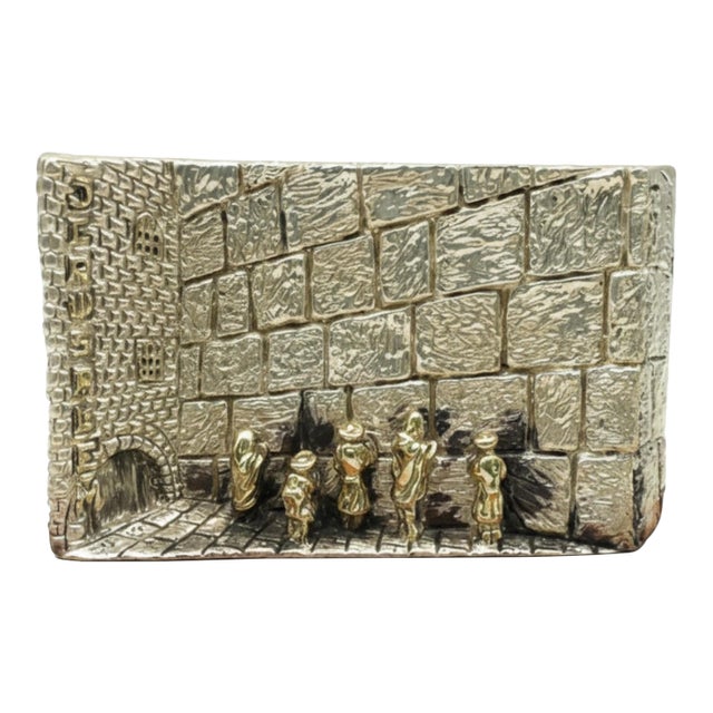Ben Zion 925 Sterling Silver Sculpture Wailing Wall on Marble Base For Sale