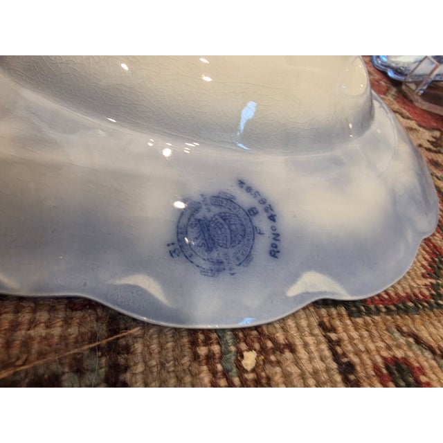 Blue 19th Century English Flow Blue and White Transferware Bowls - Set of Three For Sale - Image 8 of 14