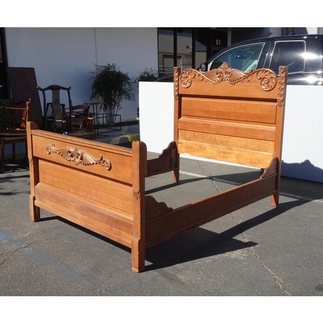 1930's Vintage French Country Oak Wood Full Bed Frame For Sale - Image 11 of 11