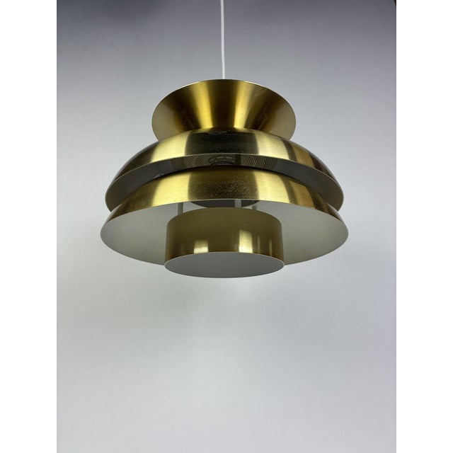 Danish Pendant Lamp in Bushed Aluminium, 1970s, in Very Good conditions. Designed 1970 to 1979 Up to 250V (Europe/UK...
