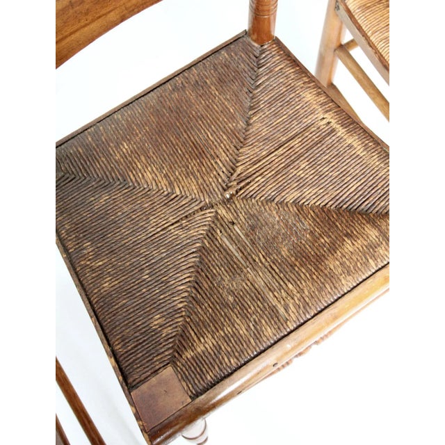 Wood Antique Rush Seat Dining Chairs Set of 6 For Sale - Image 7 of 13