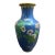 Vintage Chinese Blue Cloisonné Enamel Vase With Morning Glory Flowers, 10 Inches For Sale