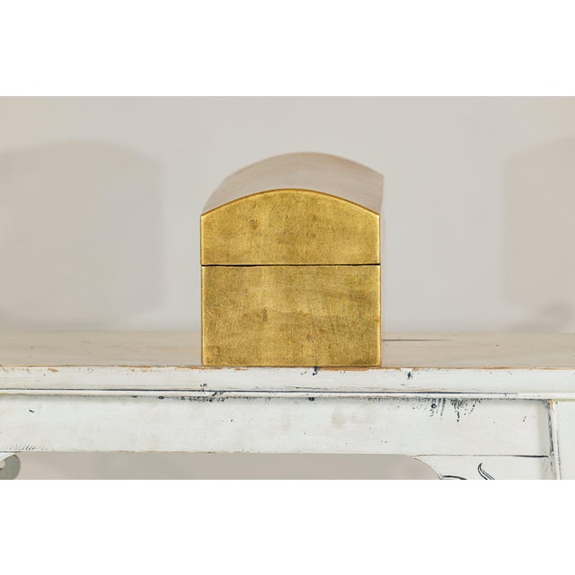 Wood Gold Gilt Wooden Decorative Treasure Box with Gently Arched Lid For Sale - Image 7 of 18