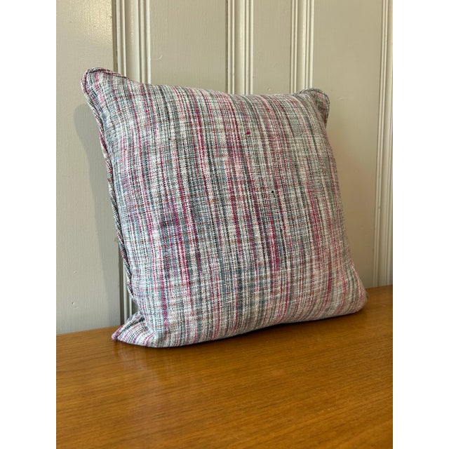 2020s Pink, Sage, and Blue Tweed Pillow For Sale - Image 5 of 5
