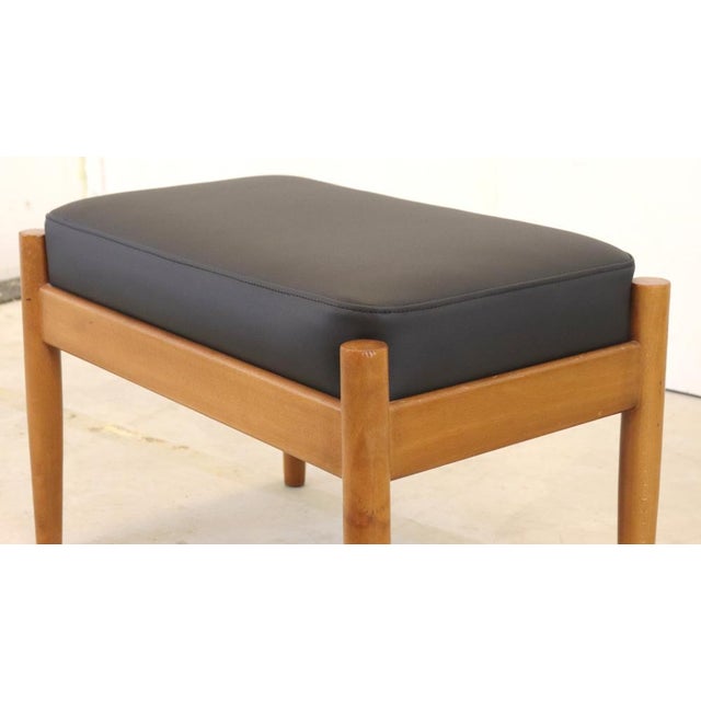 Mid-Century Danish Footstool in Leather and Wood For Sale - Image 3 of 9