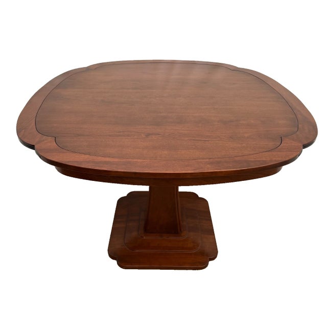 Vintage Stickley Pedestal Table Solid Cherry Clover Pattern Kitchen Game Room For Sale In Palm Springs - Image 6 of 13