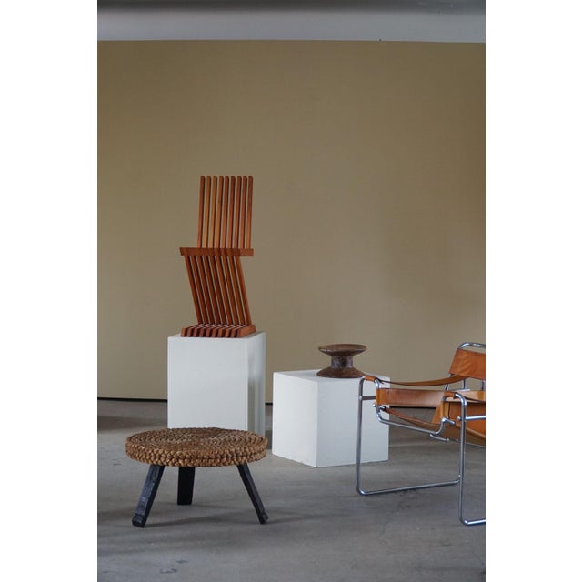 Scandinavian Sculptural Zig Zag Chair in Pine, 1980s For Sale - Image 9 of 18