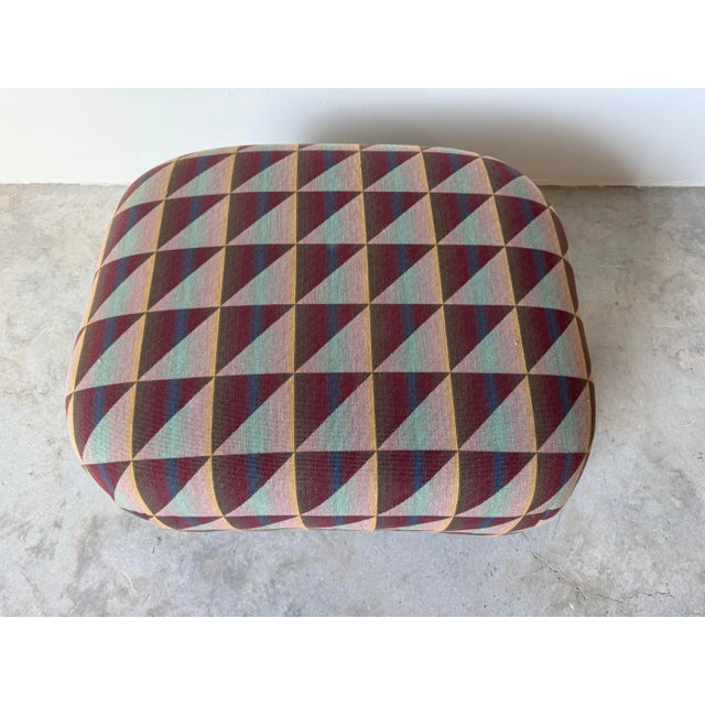 1980s Postmodern Hekman Dansen Contemporary Geometric Upholstered Lounge Chair With Ottoman For Sale In Miami - Image 6 of 11