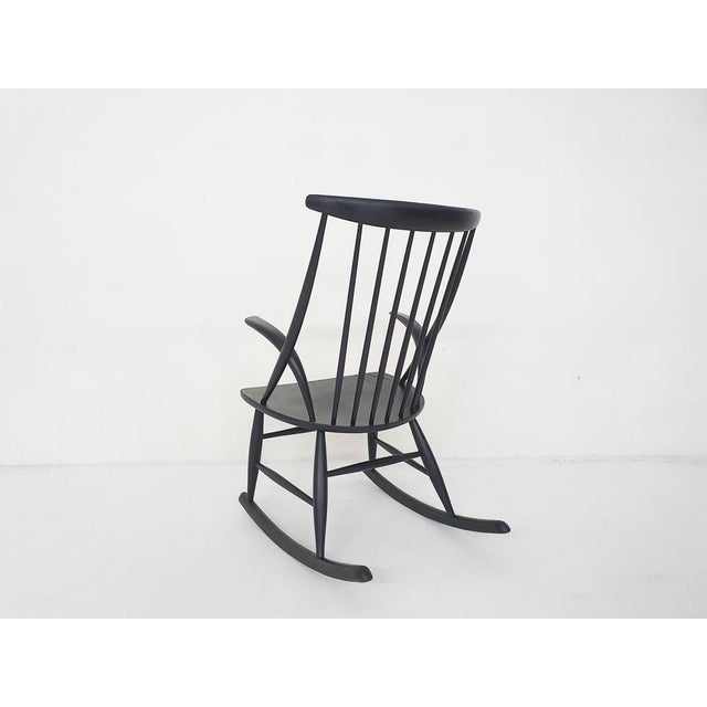 Black Wooden Model Iw3 Rocking Chair attributed to Illum Wikkelso for Niels Eilersen, Denmark, 1958 For Sale - Image 6 of 9