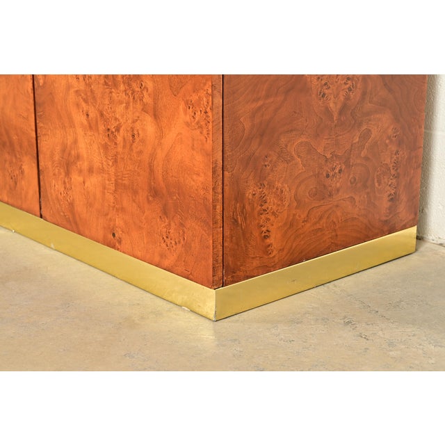 Pierre Cardin Mid-Century Modern Burl Wood and Brass Sideboard Credenza, 1970s For Sale - Image 14 of 18