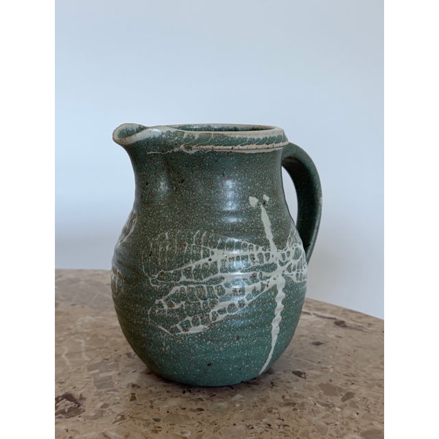 Ceramic Pottery Pitcher With Dragonfly Glaze, Signed & Dated by Artist, Circa 1990s For Sale - Image 7 of 17