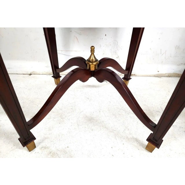 Wood Mahogany Center Side Table Brass Top by J D Young Sons For Sale - Image 7 of 13