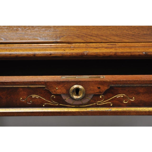 Antique Victorian Burl Walnut Slant Front Secretary Writing Desk With Mirror For Sale - Image 11 of 18