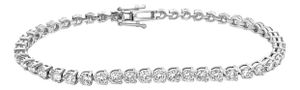 5.75 Carat Natural Round Diamond 3-Prong Tennis Bracelet in 18k White Gold