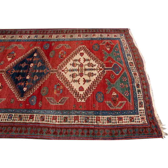 1920s Antique Serapi Handmade Red Tribal Wool Runner For Sale In New York - Image 6 of 7