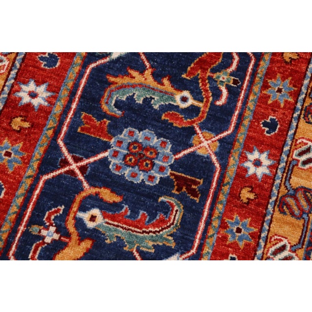 1990s Southwestern Heriz Ziegler Red Blue Hand-Knotted Rug - 8'9'' X 11'5'' For Sale In New York - Image 6 of 8
