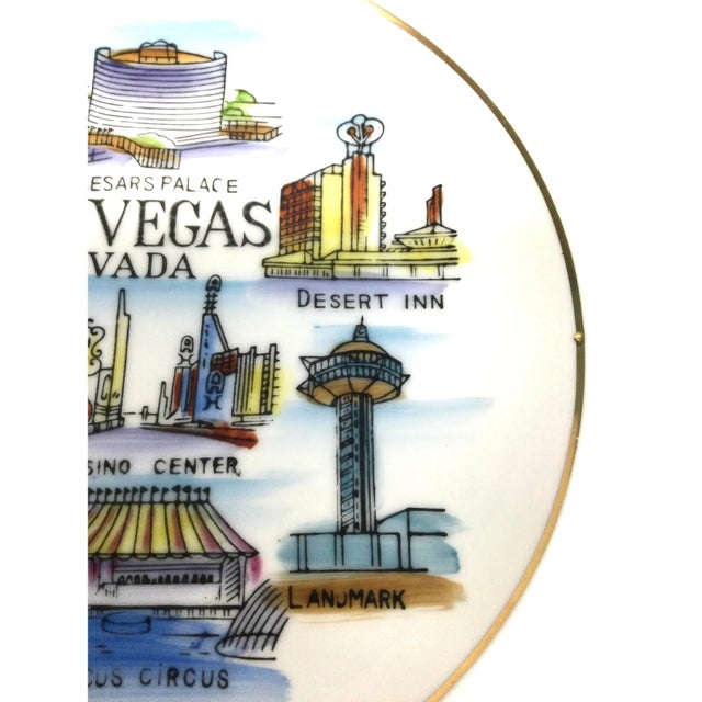 70s Ceramic Hand Painted Las Vegas Souvenir Plate For Sale In Portland, ME - Image 6 of 8