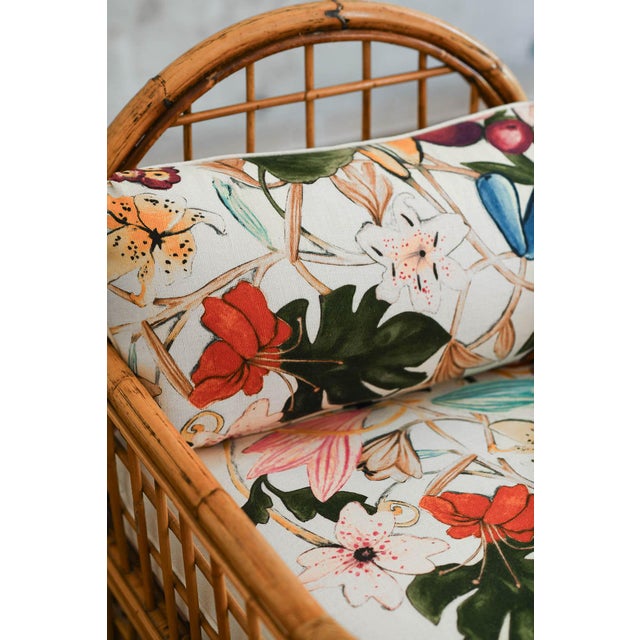 1970s Set of Armchairs with Arched Backrest and Woven Bamboo, 1970s For Sale - Image 5 of 8