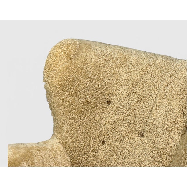Swedish Modern, Organic Lounge Chairs, Shearling, Wood, Sweden, 1940s For Sale - Image 12 of 12