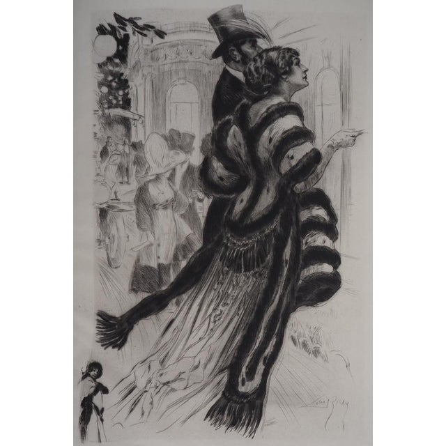 Alméry LOBEL-RICHE Elegant couple Original etching on parchment Signed in the plate and in pencil lower left 31 x 23 cm...