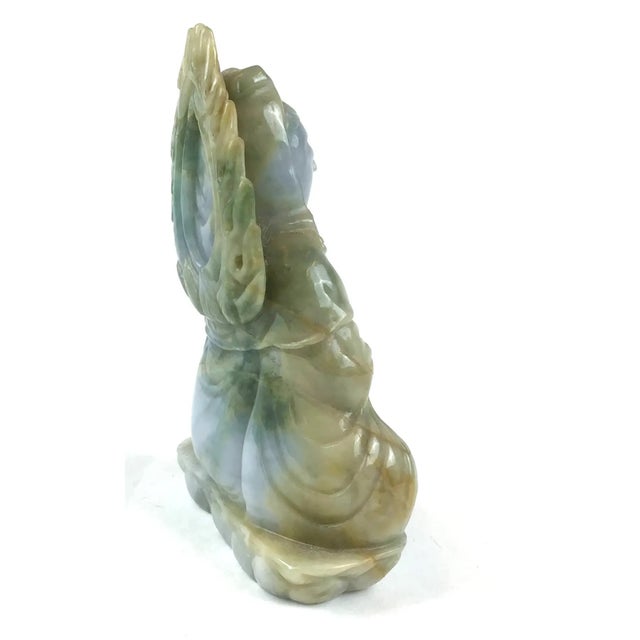 Solid Jade Hand Carved Sitting Goddess For Sale - Image 4 of 12