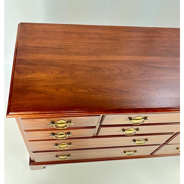 Vintage Henkel Harris Solid Wild Black Cherry Triple Dresser Model 124 For Sale - Image 14 of 17
