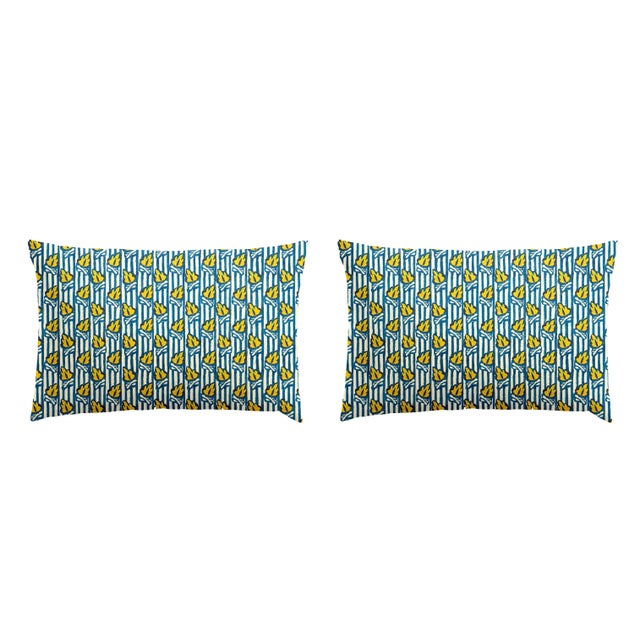 Pair of Linen Pillow Cushions - Tison Pattern - Designed and Made in Paris For Sale - Image 4 of 4