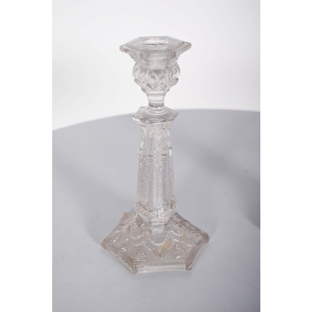 Glass Candleholder with Relief Work, 1920s For Sale - Image 4 of 8