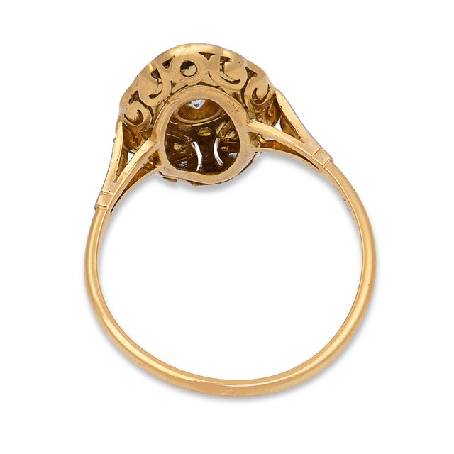 19th Century Victorian Rose Cut Diamond 18k Yellow Gold Navette Ring, Size 6.75 For Sale In Los Angeles - Image 6 of 7