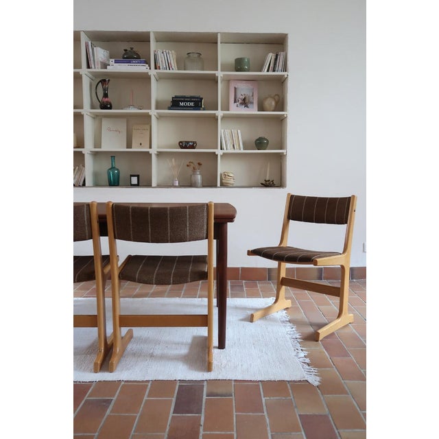 Dining Chairs in Beech and Striped Fabric from Farstrup Møbler, Denmark, 1970s, Set of 4 For Sale - Image 10 of 17